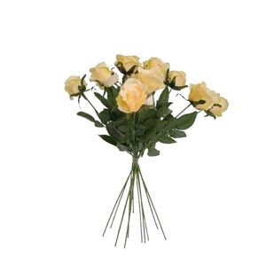 Umělá kytice Růží žlutá, 67 cm, 12 ks